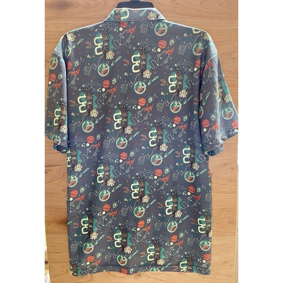 Marvel Shirt Mens M Gray Loot Crate Guardians Of The Galaxy Hawaiian Tiki Button - Picture 3 of 8